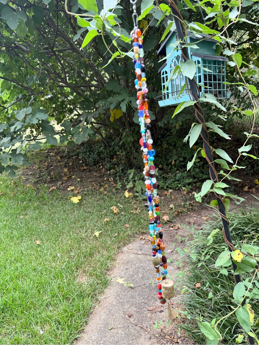 Handmade Colorful Glass Beaded wind chime- Multicolor Garden Accent